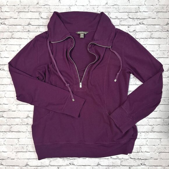 Tommy Bahama Womens Quarter-Zip Relaxed Fit Purple Pullover Sweatshirt M - Picture 3 of 11